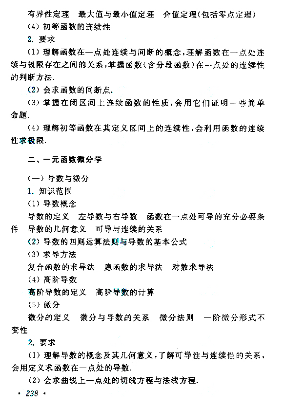 2023年安徽成人高考专升本《高等数学(二)》科目考试大纲