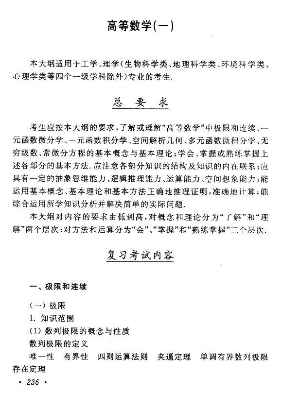 2023年安徽成人高考专升本《高等数学(一)》科目考试大纲