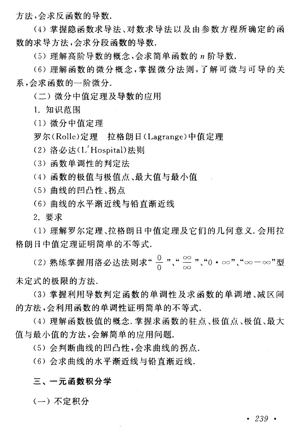 2023年安徽成人高考专升本《高等数学(一)》科目考试大纲