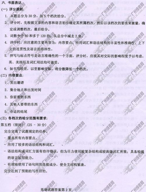 安徽省成人高考2014年统一考试英语真题A卷参考答案